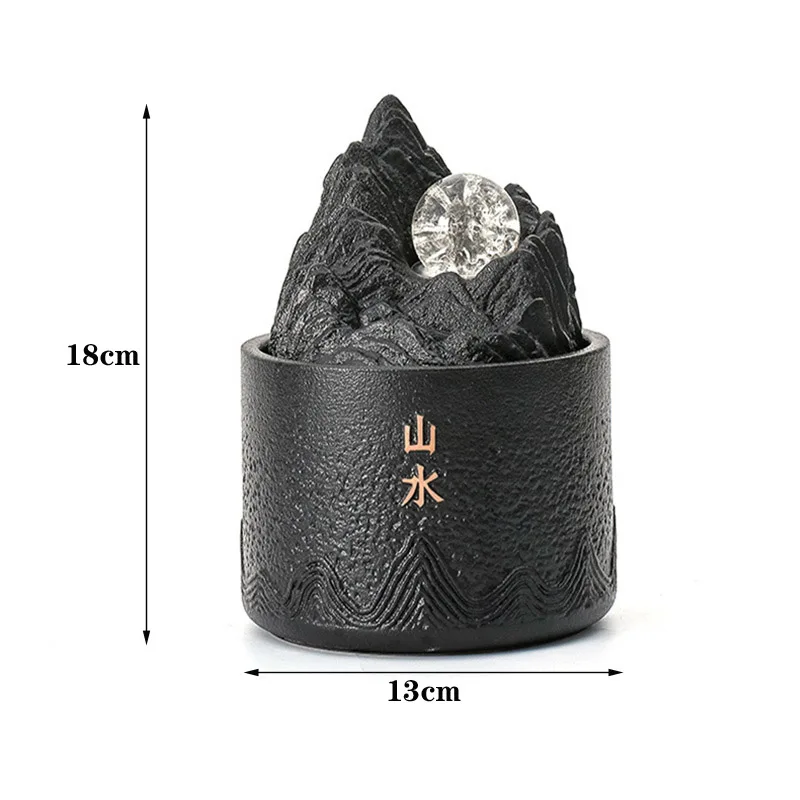 Zen Relaxation Tabletop Feng Shui Ball Water Fountain With LED Light Mountain River Desktop Fountains Home Office Decoration - view 6