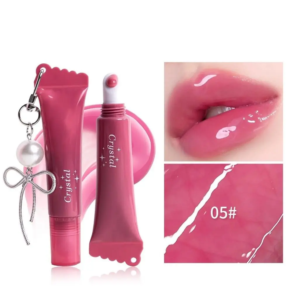 New Hydrating Mirror Lip Gloss Shiny Moisturizing Hydrating Gloss Lip with Bow Keychain Clear Lip Glaze Long-Lasting Look