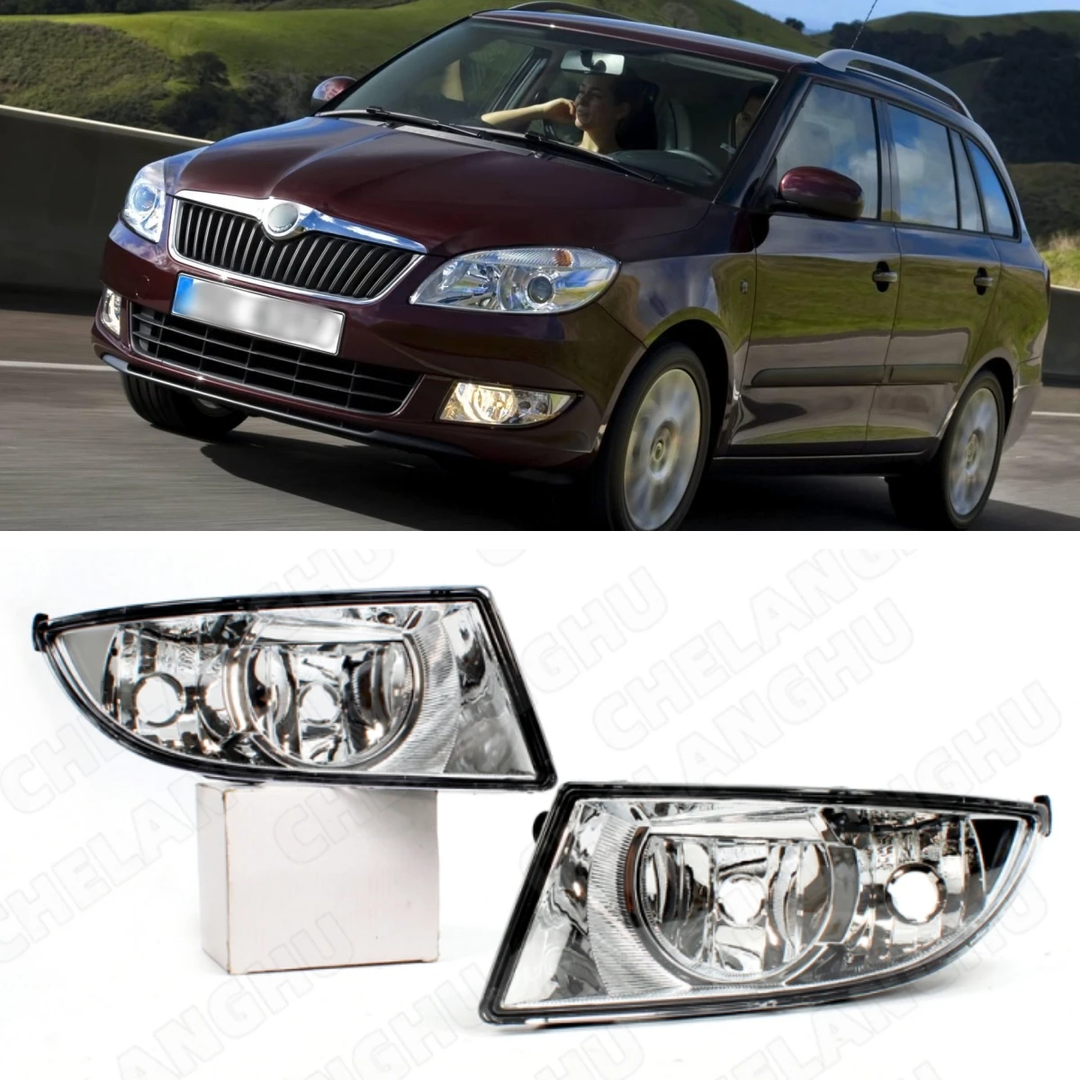 

Front Fog Lamp Driving Lights Without Bulbs 5J0941701B 5J0941702B For Skoda Fabia 2011 2012 2013 2014 2015