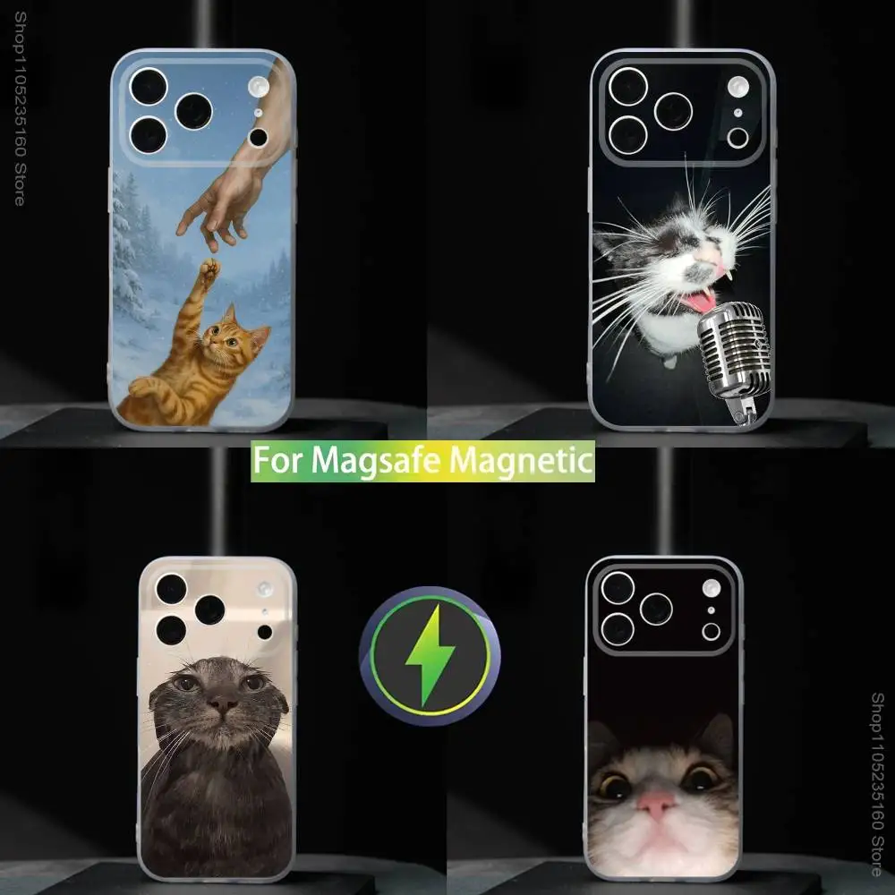 

Cat Memes-s For iPhone 17,16,15,14,13,12,11,Pro,Max,Plus,Mini,SE4,E Magnetic For Magsafe Wireless Phone Case