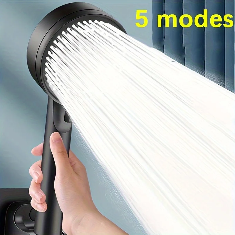 5 Mode Pressure Boost Shower Head Multifunction Adjustable Large Water Yield Shower Nozzle Massage Shower Bathroom image 2