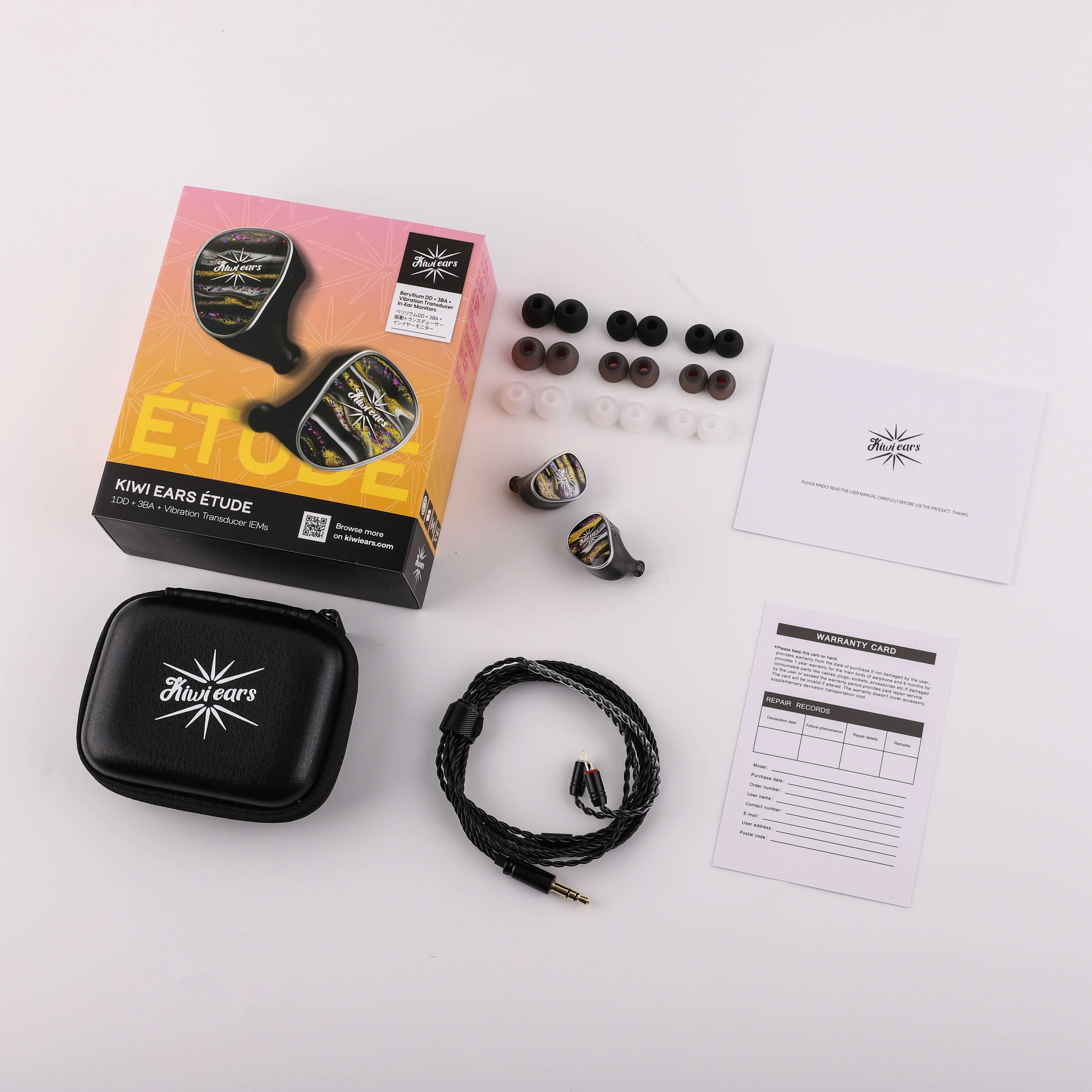 Kiwi Ears Étude Beryllium DD + 3BA + przetwornik drgań Słuchawki HIFI IEM z precyzyjnym strojeniem Przewodowe słuchawki douszne