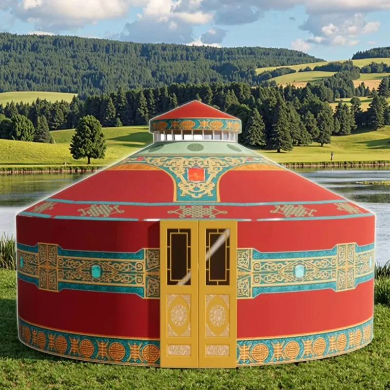 Picture 3: YTYIN Factory Sales PVC Cotton Yurt Teepee Tent 5M 7M 8M 12M Outdoor Glamping Bell Mongolian Tent For 4 Seasons For Family Touri