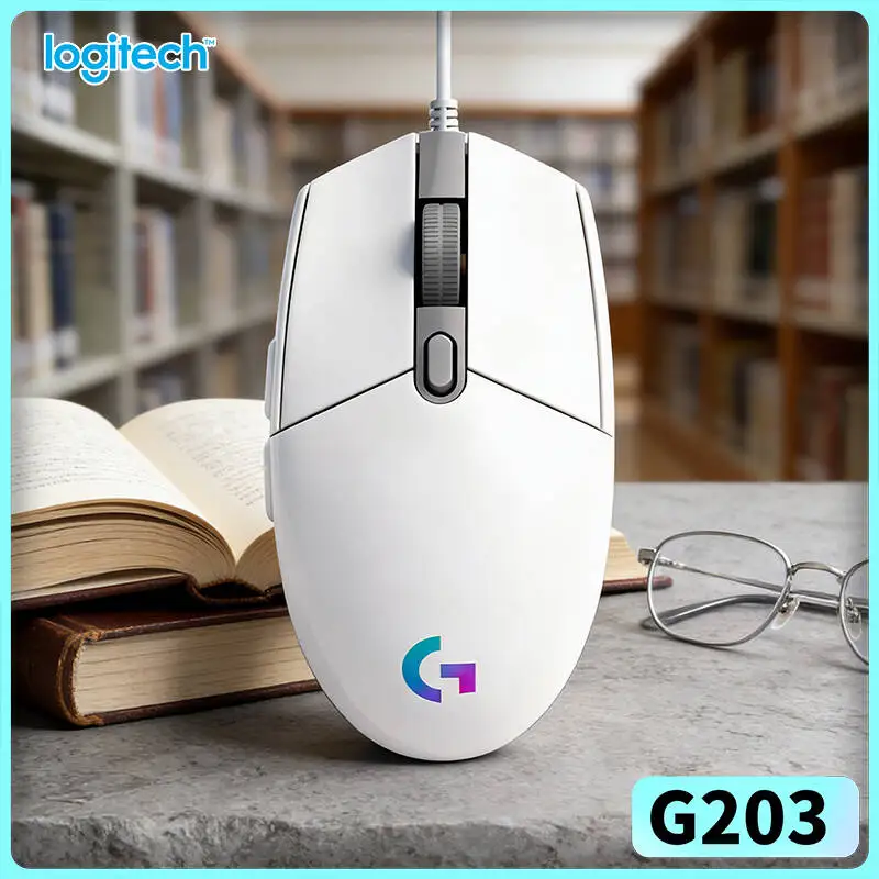 Logitech G203 LIGHTSYNC Wired Mouse Gaming-Grade 8000 DPI 16.8M RGB Colors 6 Buttons Mechanical Tensioning 85g Reliable Fit