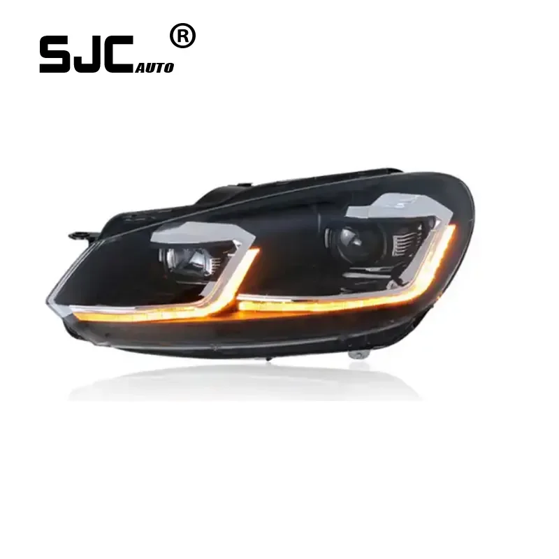 SJC Auto Car Lights for VW Golf 6 Headlight Assembly Modified LED Daytime Running Steering Bifocal Lens Headlamp