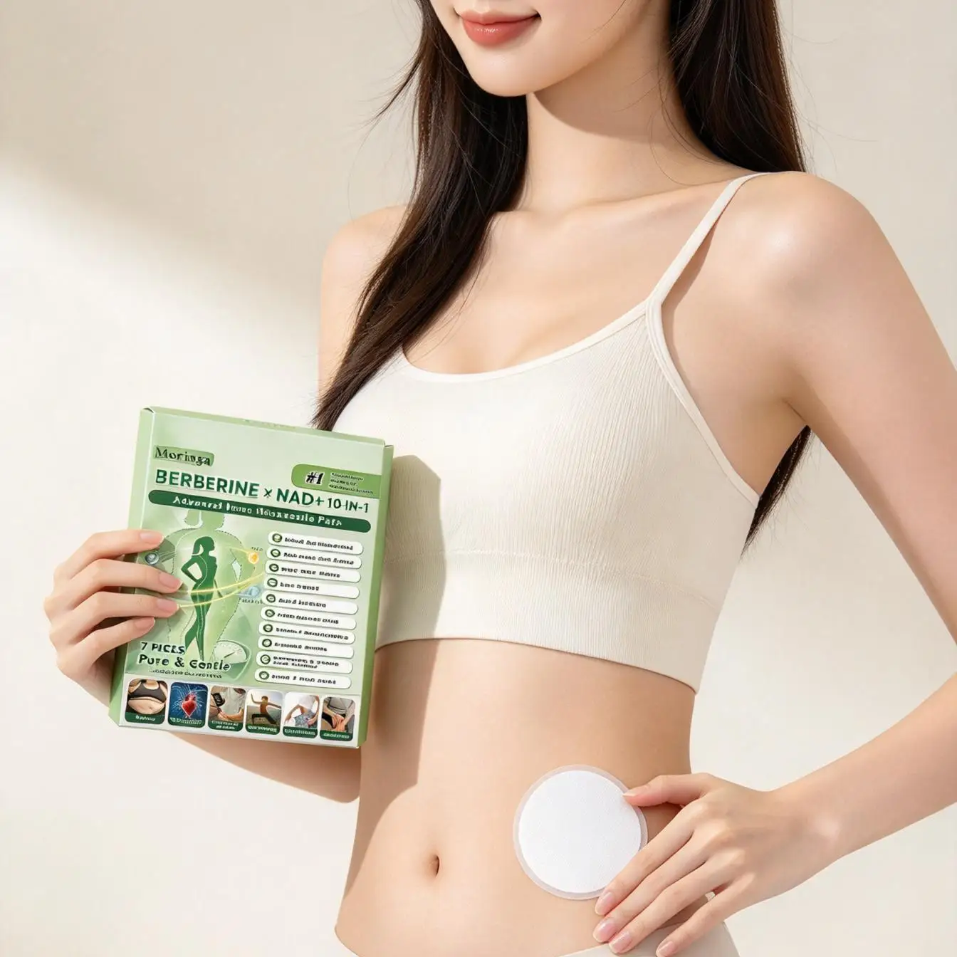 Nad Patches for Woman & Man Appetite Control Stress Relief Blood Sugar Balance Energy Regulator Moringa Weight Management Patch