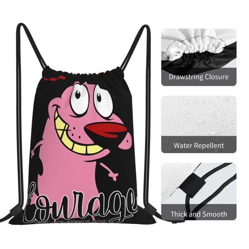 Lion Cowardly Dog Courage The Cartoon 01 Drawstring Bags Gym Bag Travel Backpack Shopping Bag Outdoor Running