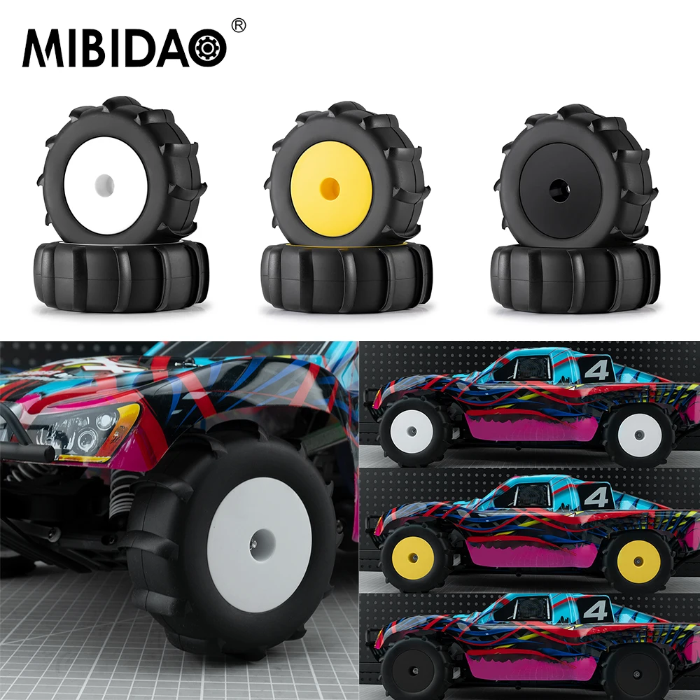 MIBIDAO 4 Stück Sandreifen abnehmbarer Reifen für 1/10 RC Crawler Short Course Truck