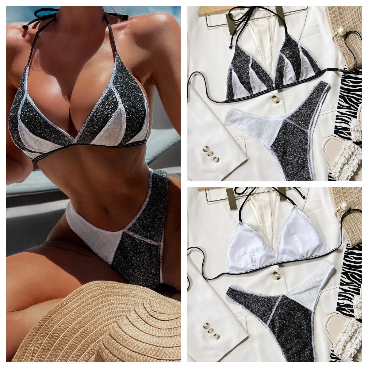 

Sexy Bikini Set New Push Up Micro 2PCS swimsuit sexy patchwork Bikinis Summer Bathing Suit Thong Swimwear