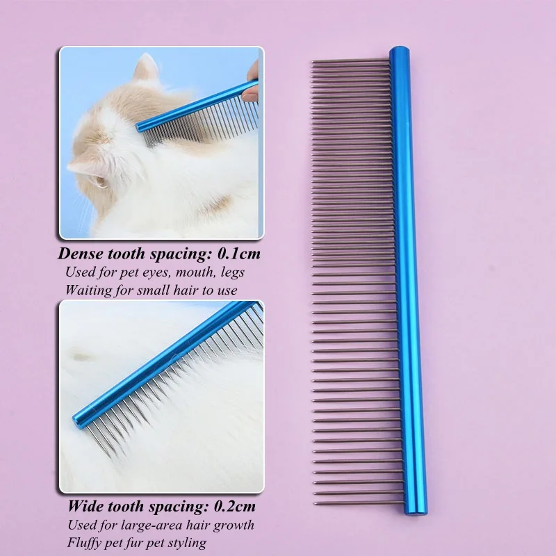 16/19/20/25cm High Quality Pet Comb Professional Stainless Steel Grooming Combs Cleaning Brush Removes Loose Tangles Dog Cat