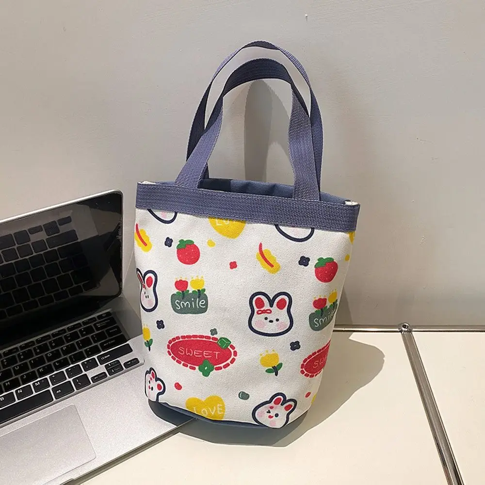 Tragbare Blume Leinwand Kaninchen Eimer Tasche Brief Herz Tier Handtasche All-Match große Kapazität Blume Lunch Bag im Freien