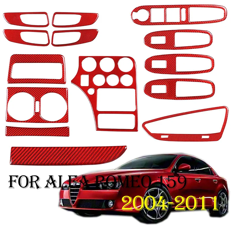 

Red soft Carbon Fiber For Alfa Romeo 159 Brera Spider Car Air Conditioning CD panel Central Control Gear Panel trim stickers