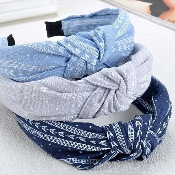 

Elegant Knotted Leaf Wide Hairband Girls Fabric Headband Ladies Hair Accessories Band Hoop Beach