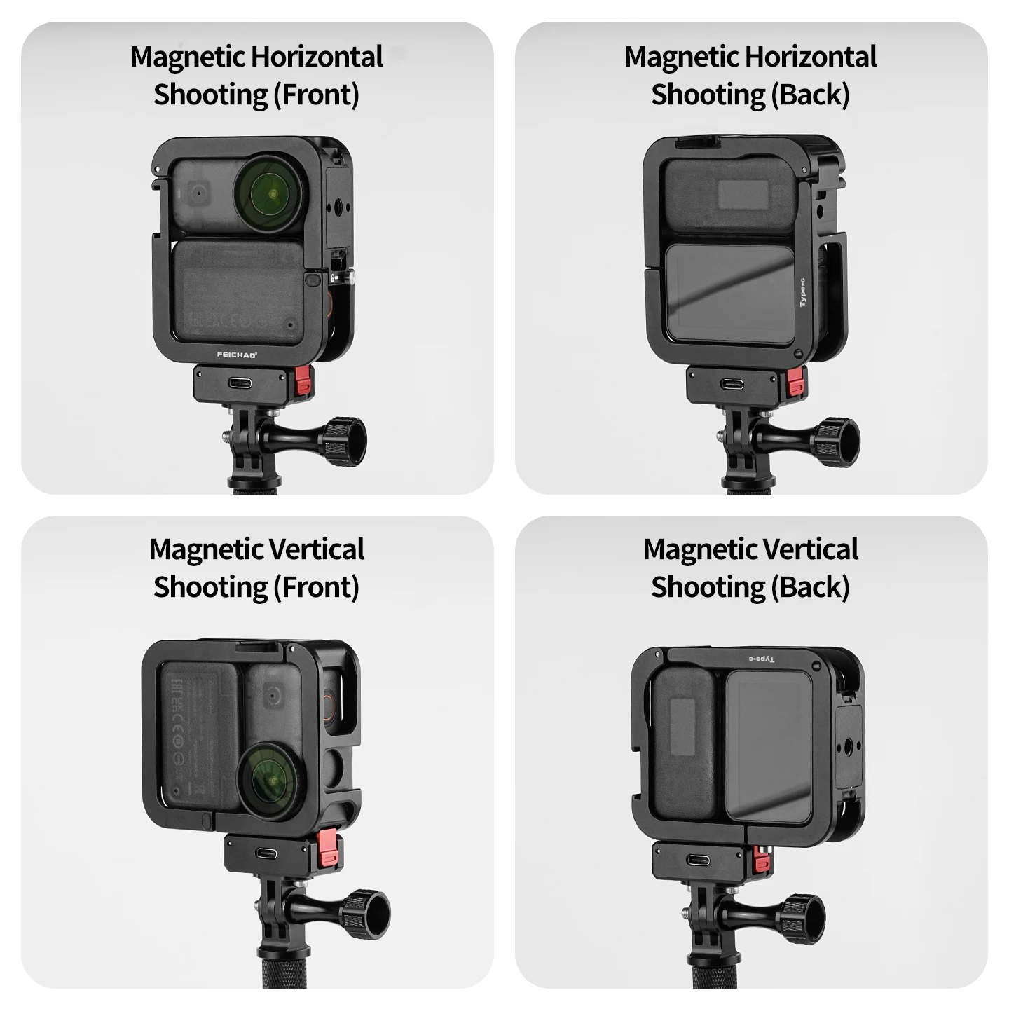 Aufladbarer magnetischer Kamerakäfig-Stativadapter für DJI Osmo Nano Kamera, Selfie-Stick, Fahrrad-Rucksackhalterung für Mikrofon- und Lichterweiterung – Detail 6
