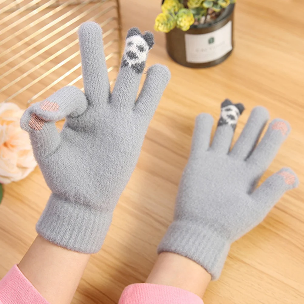 

1Pair Touch Screen Gloves for Women Winter Knit Gloves Warm Waterproof Windproof Anti-Slip for Skiing Driving Daily Wear