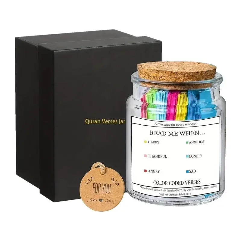 

New Azan Islamic Quran English/French Verse Jar Colorful Praise Best Wishes Notes For Reading Quran Muslim Gifts