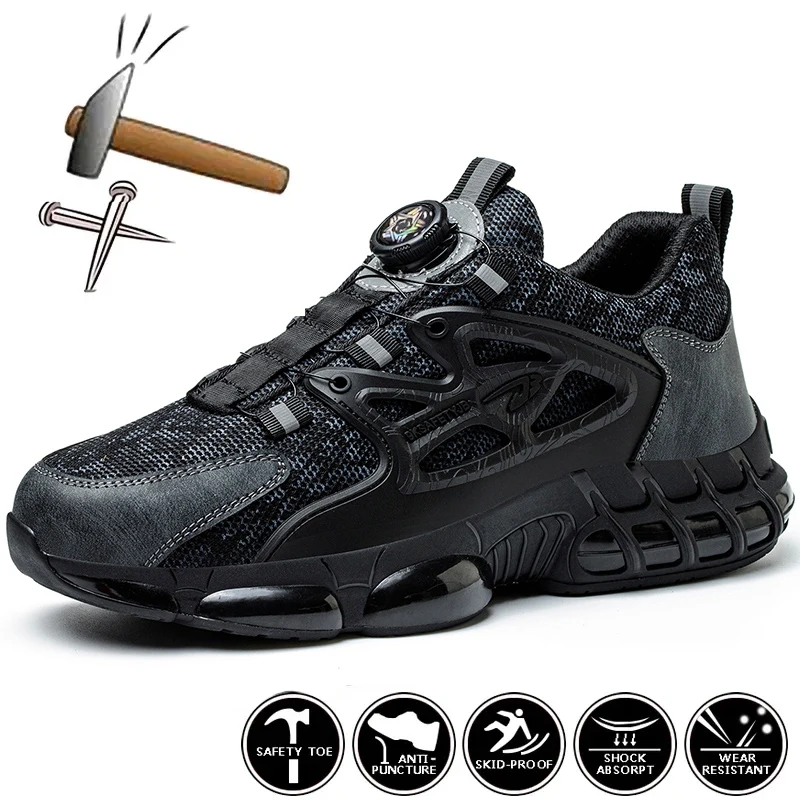 

Indestructible Steel Toe Safety Shoes Men Air Cushion Sneaker Anti-Smash Anti-Puncture Work Shoes Non Slip Work Safety Boots