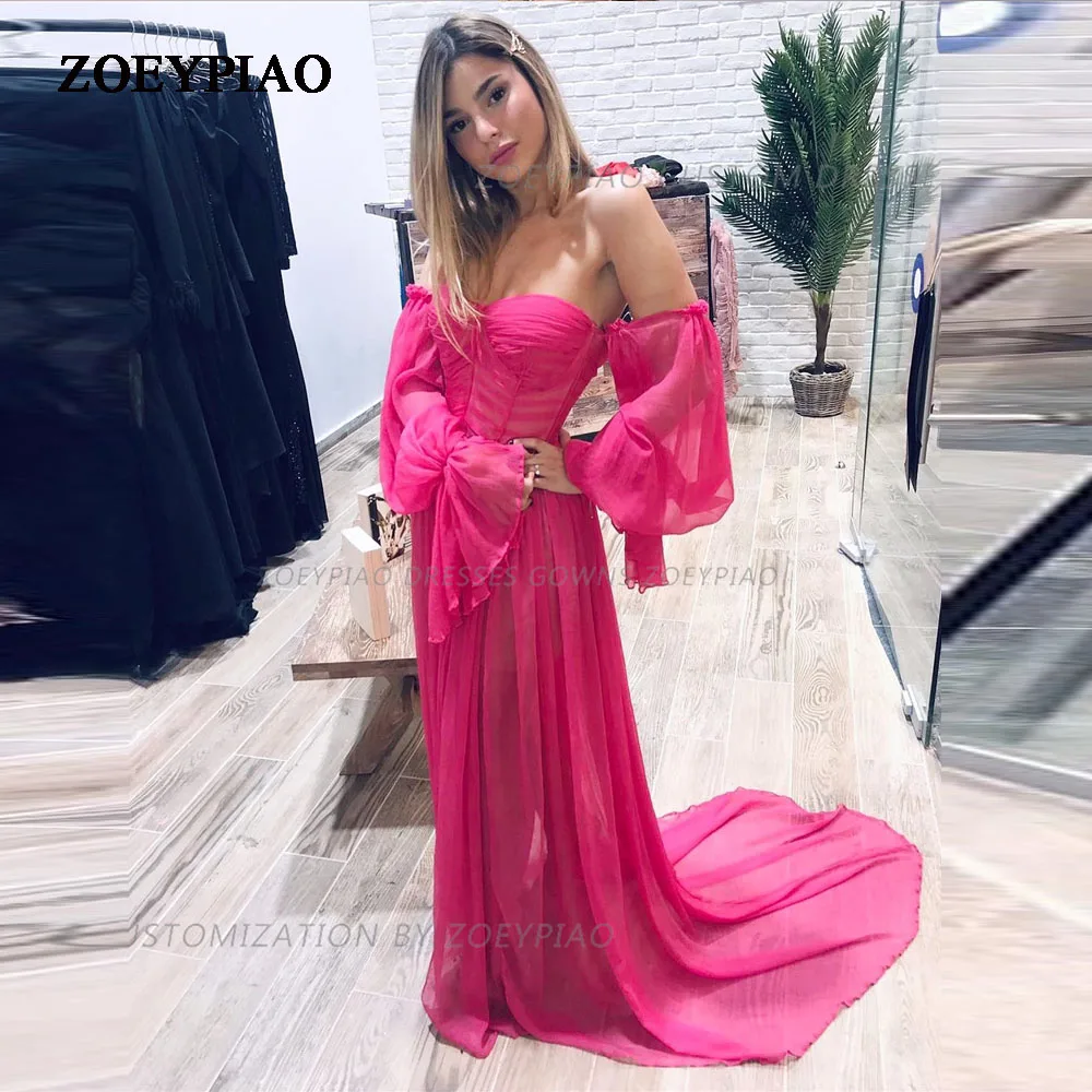 

Sexy Chiffon Prom Dresses Sweetheart Hot Pink Long Dress Party Evening Elegant Luxury Celebrity Cocktail Dress Party Night