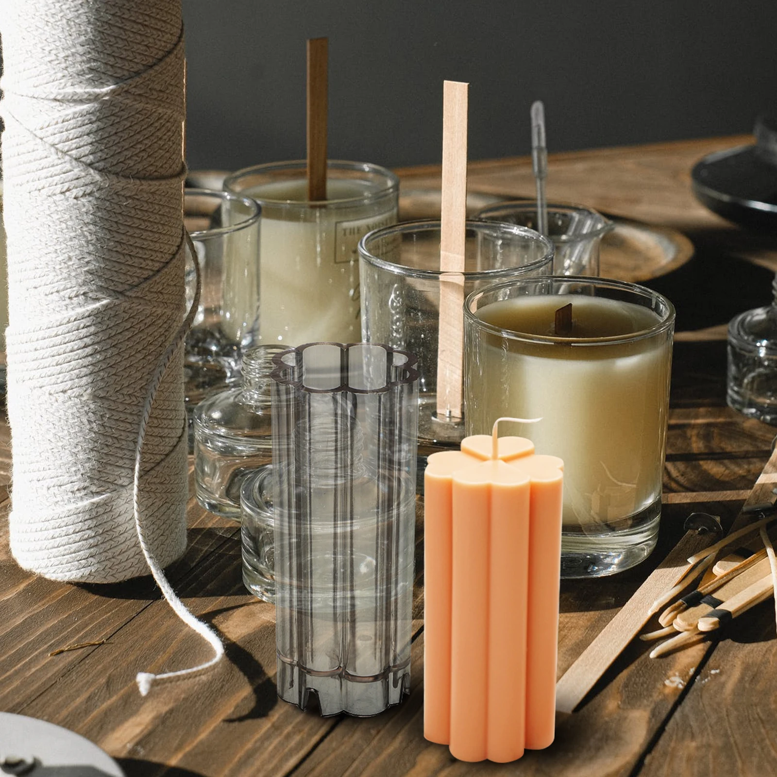 

1Pcs Transparent Acrylic Mold Easy to Clean and Demold Geometrical Column Shape Ideal for DIY Scented Candles