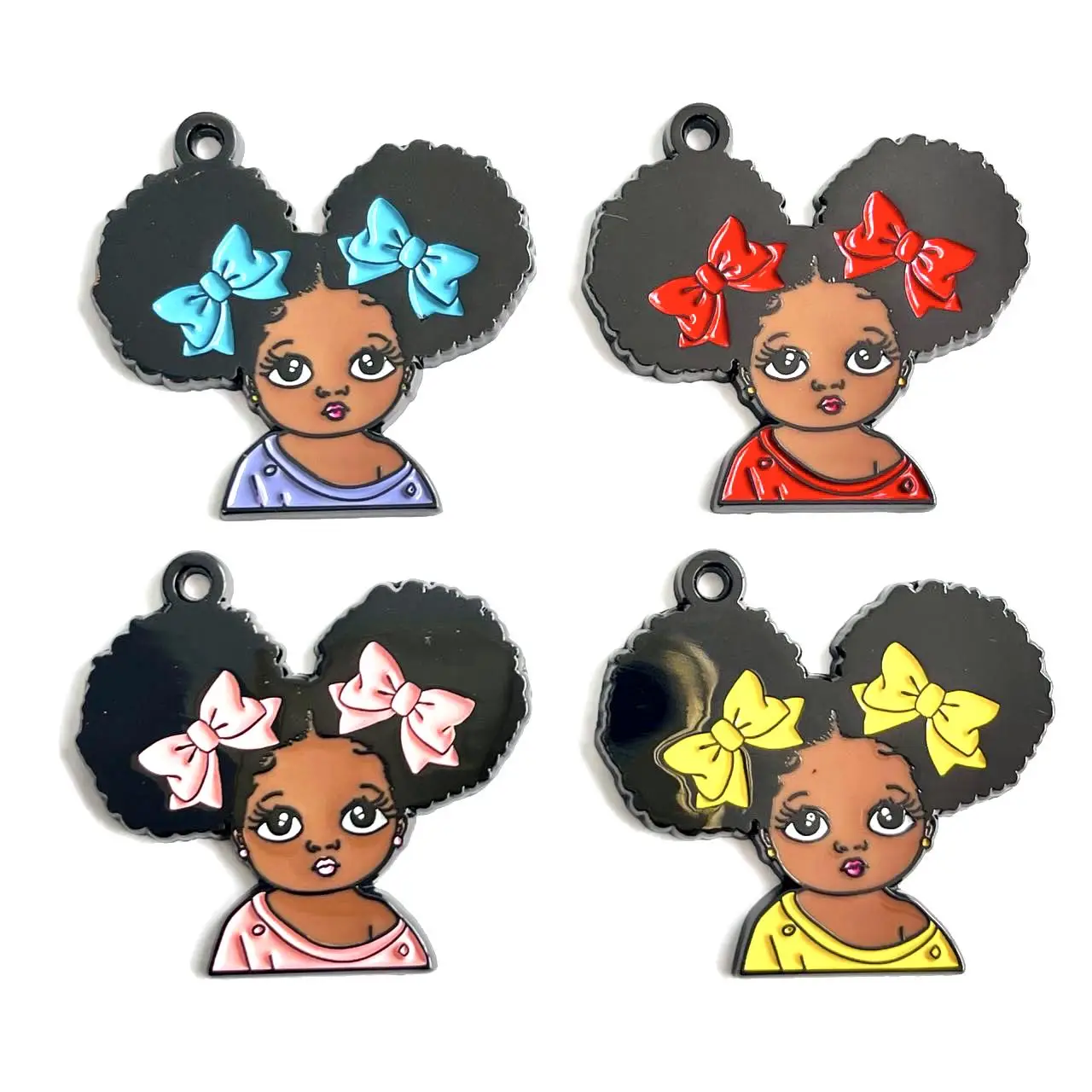 

5Pcs/Lot Afro Cute Baby Figure Charms Boutique Accessory for Custom Design Bracelets Necklace Kids Party