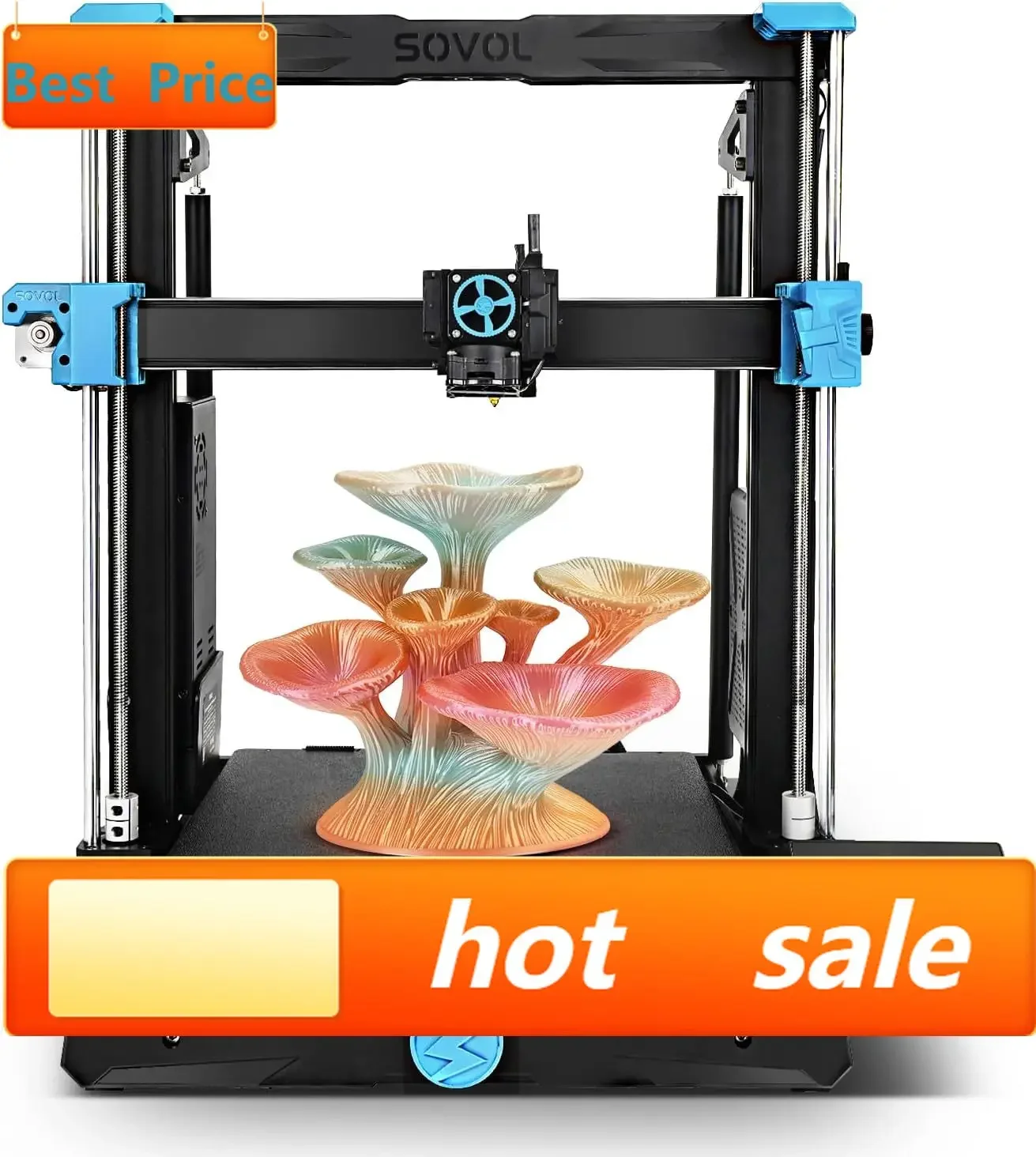 SV06 Plus ACE 3D Printer Open Source, 500mm/s Max High Speed 3D Printers, Fully Auto Leveling, with Camera Upgraded Structure Pl