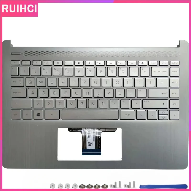 for HP 14-DQ 14-FQ 14S-FR TPN-Q221 New US RU Keyboard Laptop Palmrest Upper Cover Top Case Replacement L88243-251 view 4