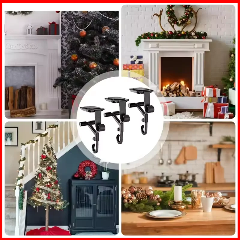 Christmas Stocking Holder Fireplace Garland Hanger Adjustable Stocking Display Holder for Christmas Wreath Vine Desk