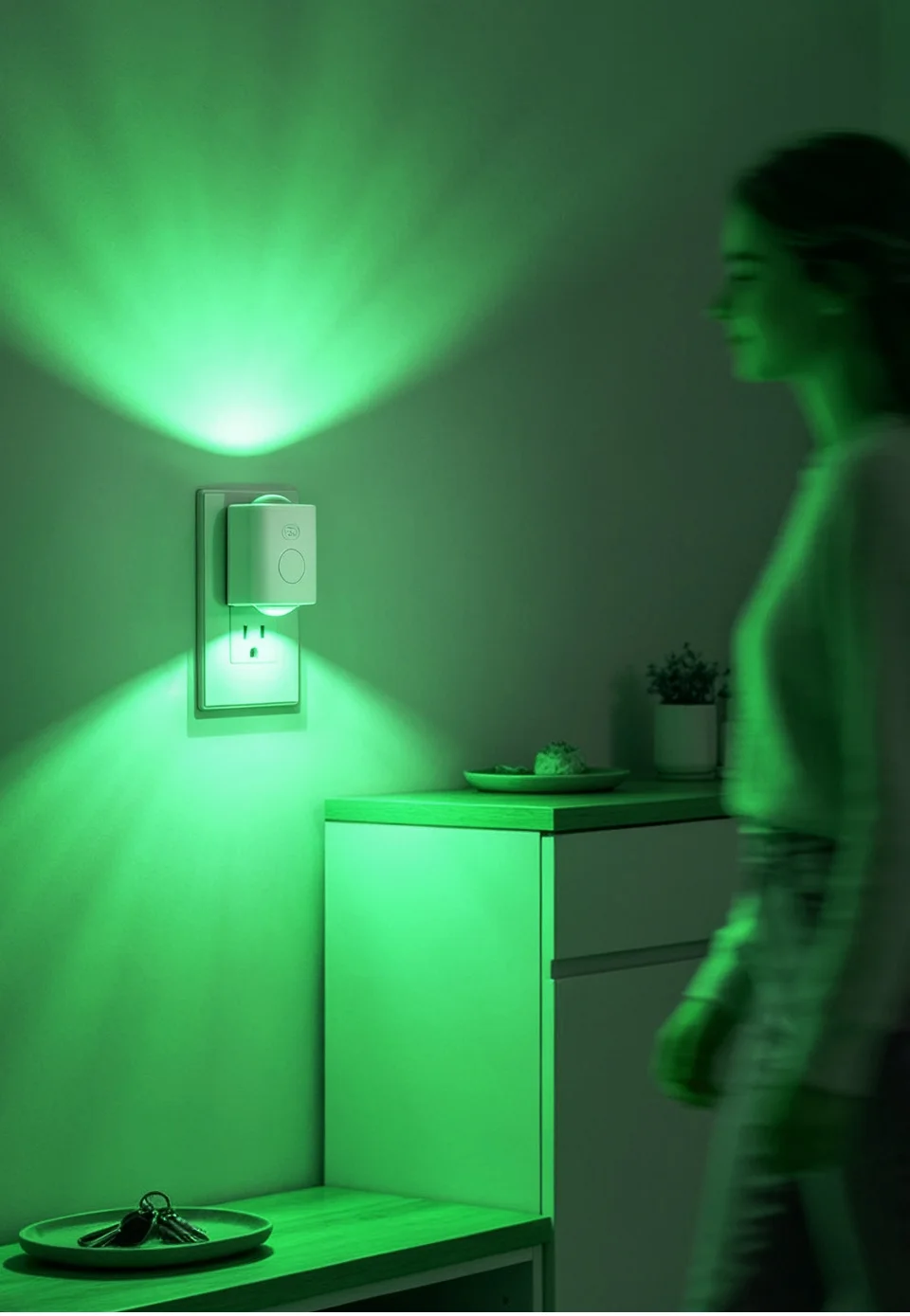 Motion Sensor Plug in Night Light Dimmable LED Wall Lamp with RGB Color Changing for Bedroom Hallway EU Plug