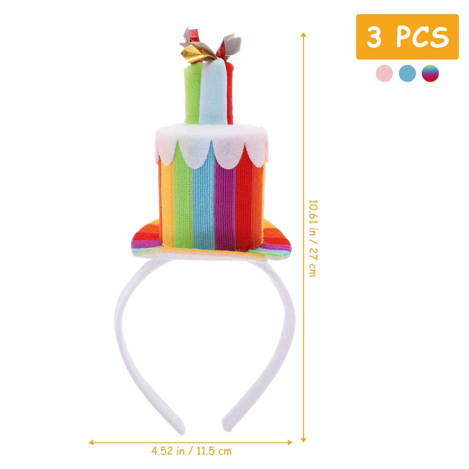 

3pcs Headband Kids Birthday Party Hair Accessories Photo Booth Baby Hat Decor Cake Cap Cloth Headwear