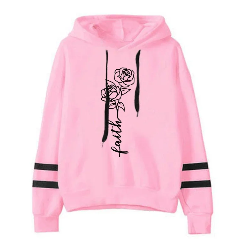 Sudadera con capucha con estampado de flores para mujer, sudaderas deportivas informales de otoño e invierno, ropa de calle de moda urbana para niñas, jersey cálido para el hogar y al aire libre