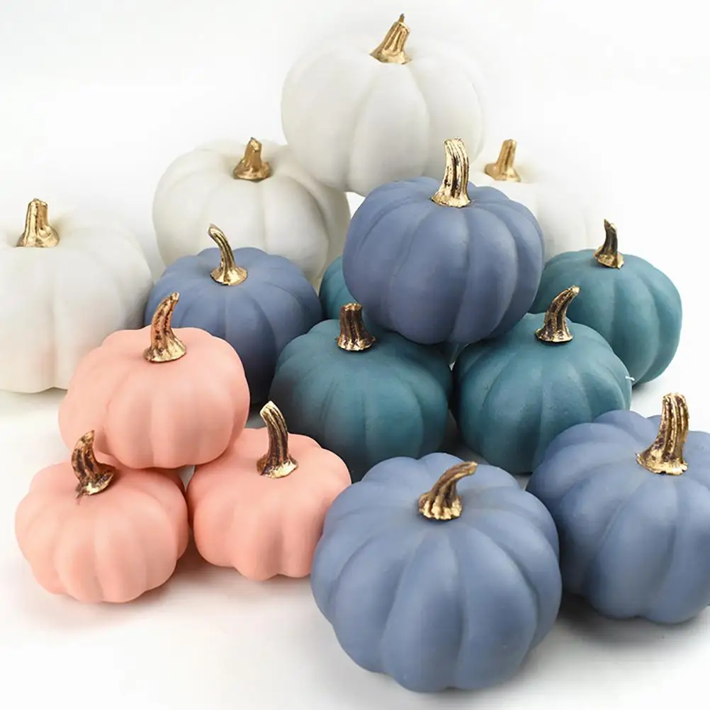 

16Pcs Artificial Autumn Pumpkins Fake Foam Pumpkin For Halloween Thanksgiving Party DIY Home Decoration