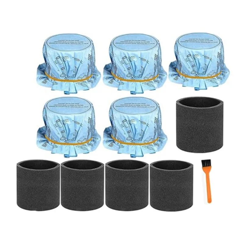 【COUPON!】For Shop Vac 90107 Paper Disc Filters Rubber Bands& 90585 Foam Filter For Wet Dry Vacuum Cleaner, Most 5-Gallon Models