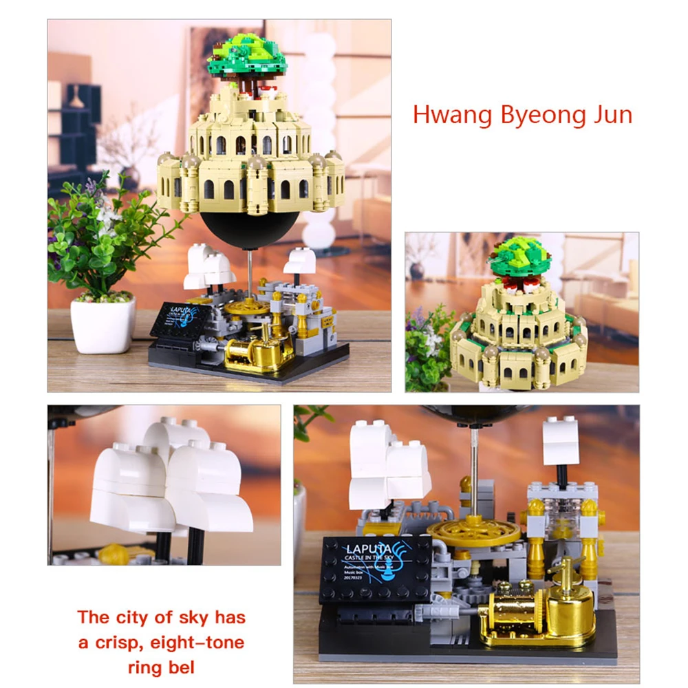 1179PCS Anime Film Castle In The Sky Music Box  Building Blocks Robot Soldier Monster Laputa Character Mech Bricks Toy Kids Gift