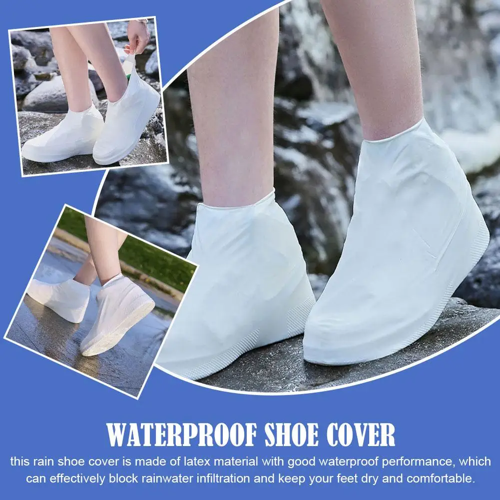 1pair Silicone Waterproof Shoe Covers M/l Covers Slip-resistant Rubber Rain Boot Overshoes Accessories For Outdoor Rainy Da P4w8