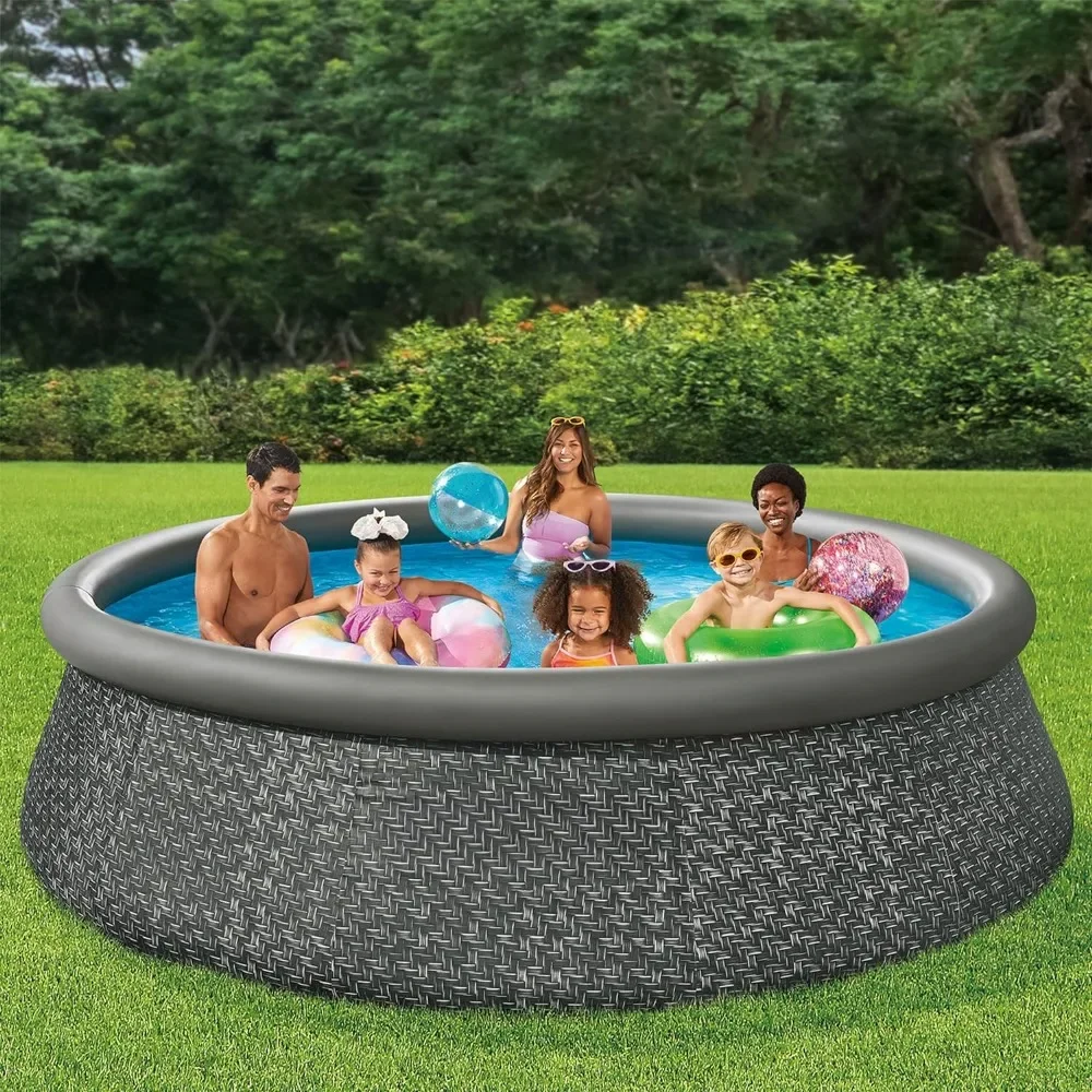 Outdoor Hot Tub, 12 Foot By 36 Inch Quickset Round Inflatable Ring Top Above Ground Swimming, Outdoor Hot Tubs