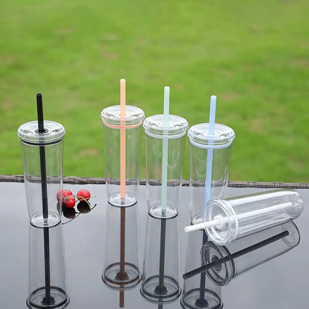 Portable Straw Cup 20oz Colorful Tritan Tumbler for Iced Coffee Juice Tea Milk Fun Party Cup Drinkware Gift for Teens