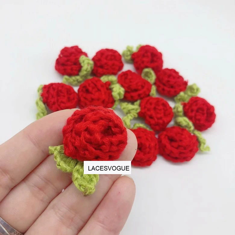 Rose Cloth Paste, Handmade Crochet, Knitted Applique,Patchwork Needlework, Sewing Accessories,DIY Yarn,3cm,112,50Pcs Lot