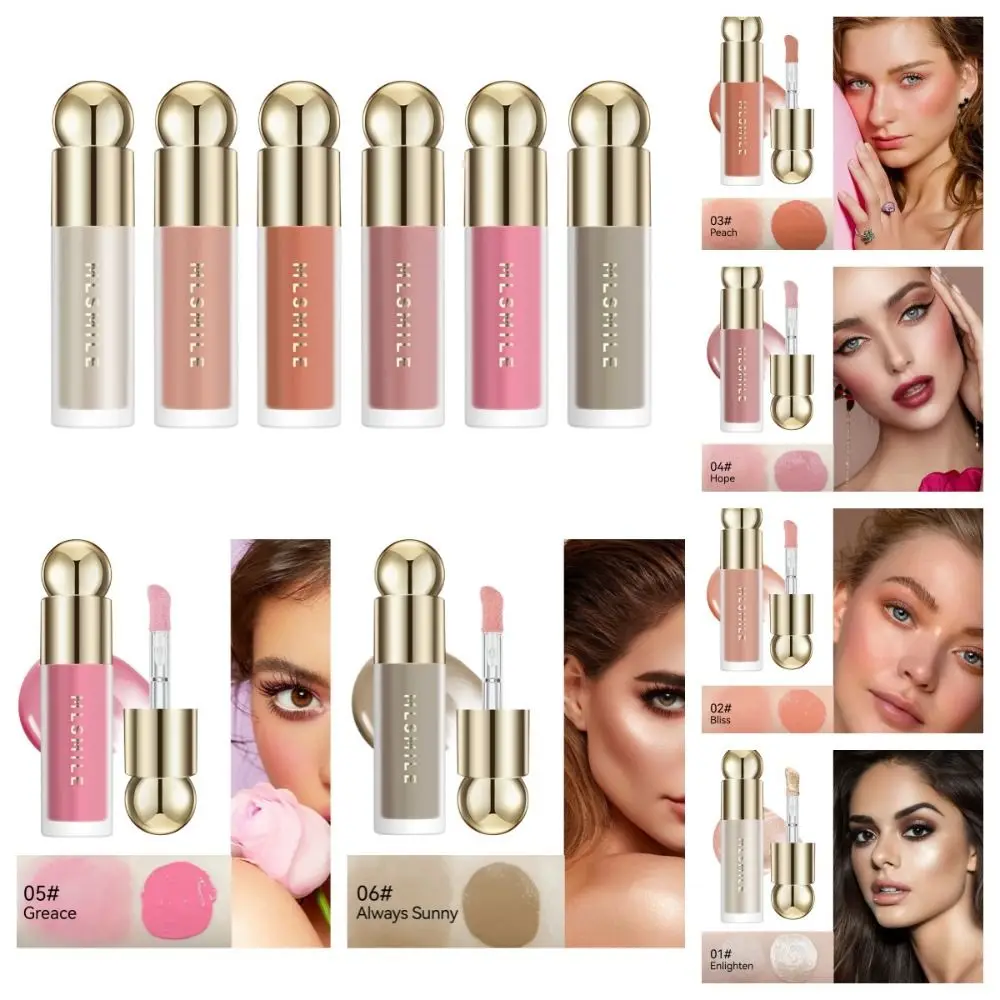 Lip en Wang Natuurlijke vloeibare Blush Markeerstift Multifunctionele make-uppen Matte perzikblush Gezicht Shimmer Poeder Meisje