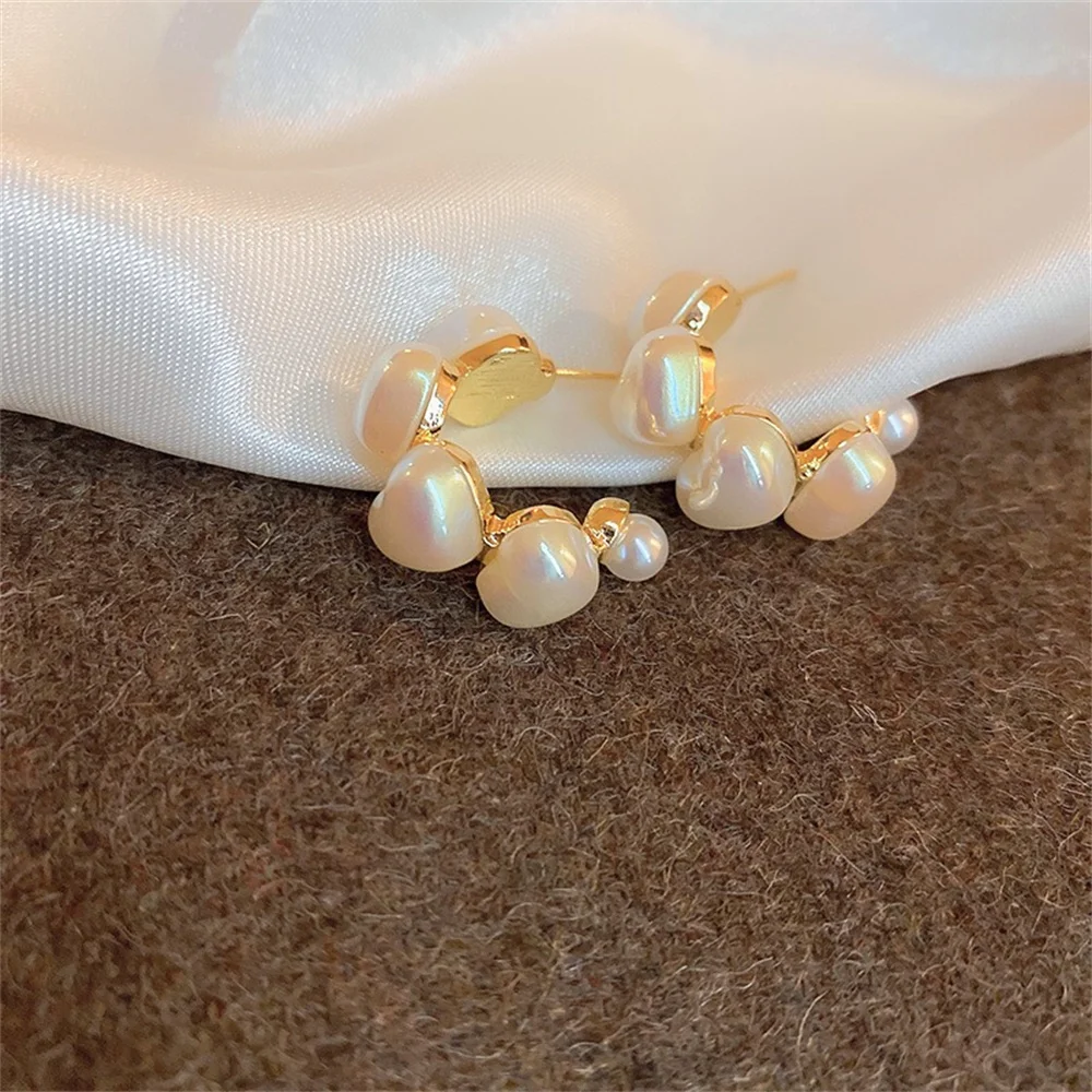 

Exquisite Geometry C-Shaped Acrylic Pearl Earrings For Woman Fashion Luxury Metal Earrings Rings Women's Jewelry Accessorie Gift