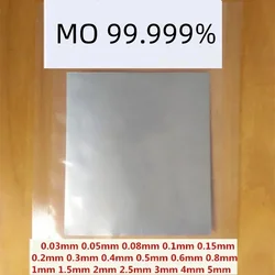 Placa de lámina de molibdeno de Metal grueso, Mo≥ 99.99%, soporte personalizado de 1,0mm, 1,2mm, 1,5mm, 2,0mm, 2,5mm, 3,0mm