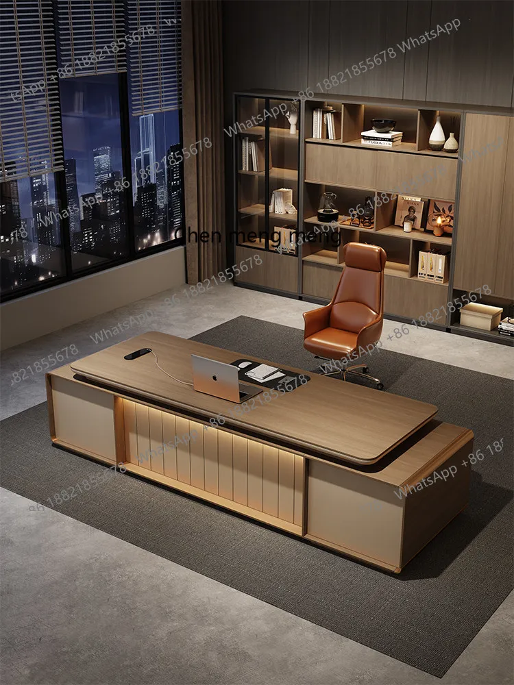 

New Chinese-style small boss table desk light luxury high-end solid wood baking paint large class table