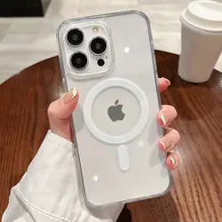 Clear For Magsafe Magnetic Wireless Charging Phone Case For iPhone 16 15 14 Plus 13 12 11 Pro Max Transparent Hard Back Cover