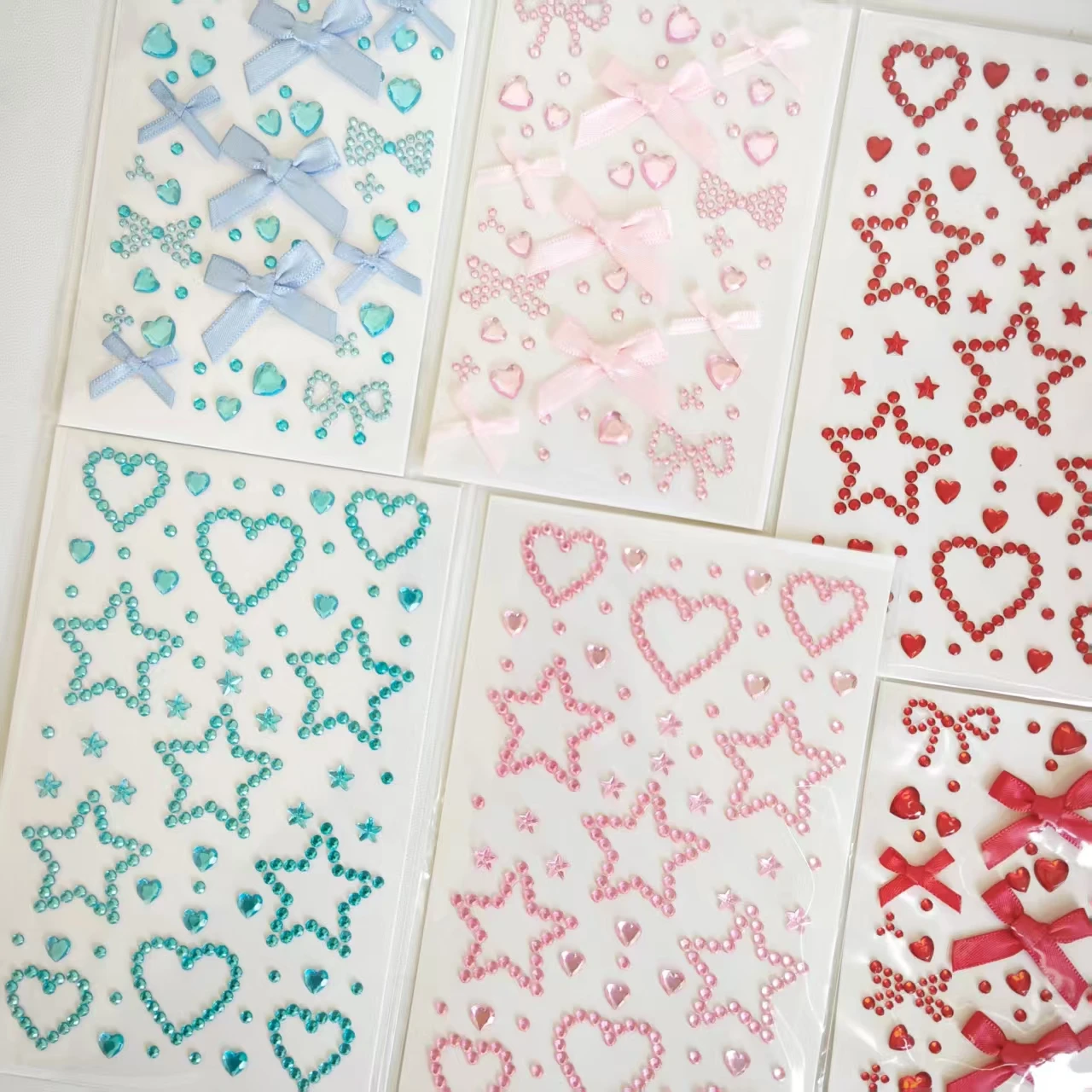 Cute Star Love Pentagram Sparkling Diamond Pearl Stickers Hand Account Makeup Face Stickers Card Packaging Decorative Accessorie