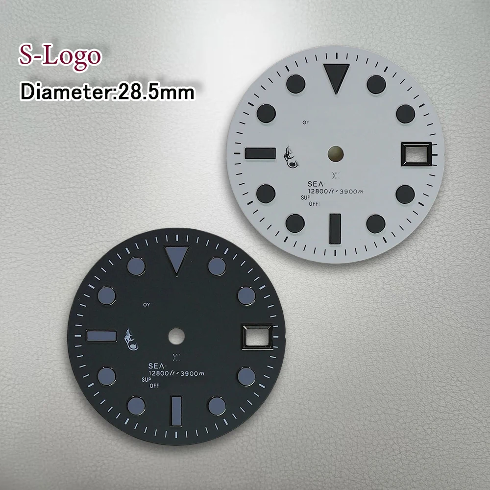 28.5mm S Logo High Quality NH35 Black knight Dial Fit NH36/4R/7S Japan Automatic Movement Watch Modification Accessories ﻿Refit