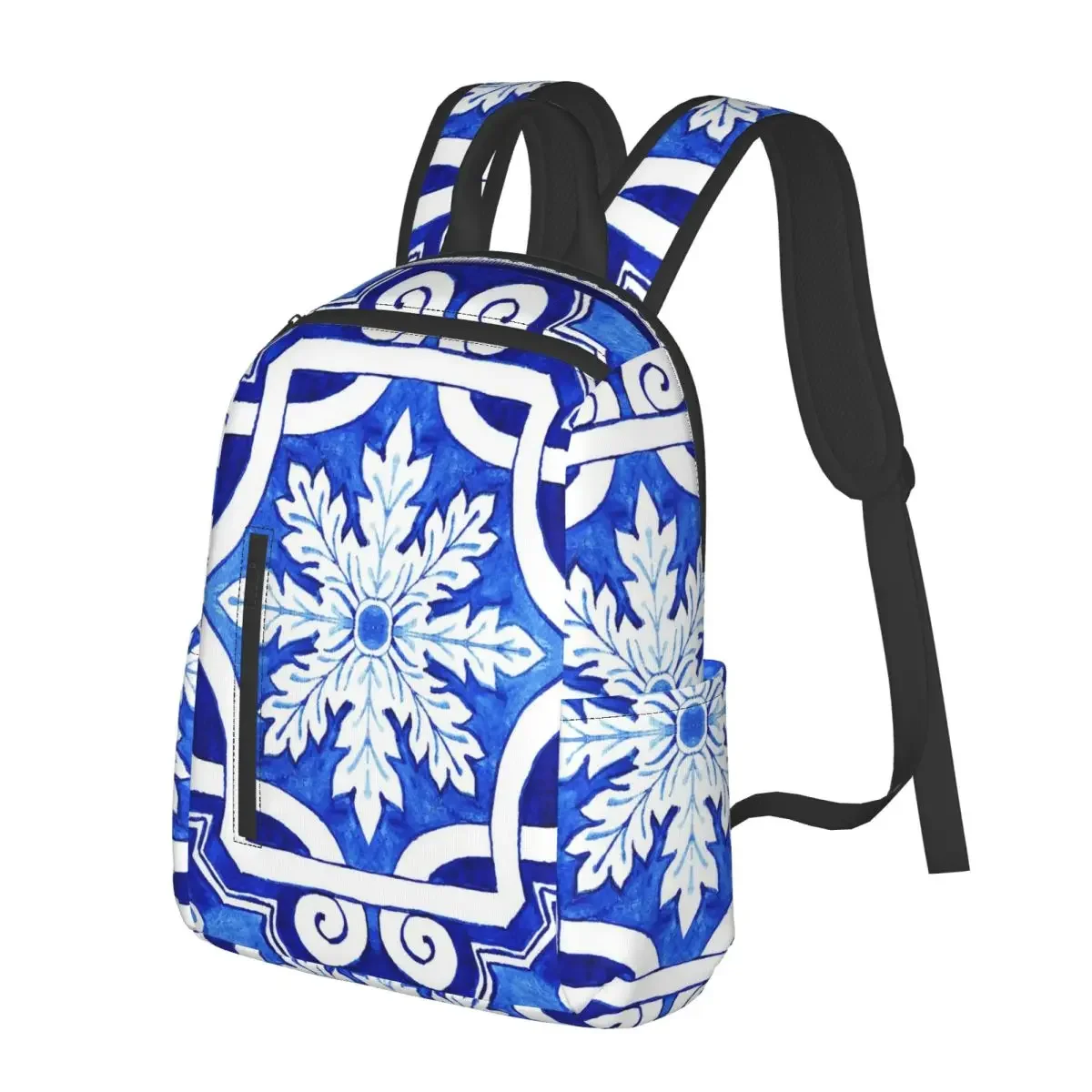 

Azulejo Portuguese Tile Watercolor Artwork Student Backpack School Bag for Boys Girls Fashion Bookbag Shoulder Bags