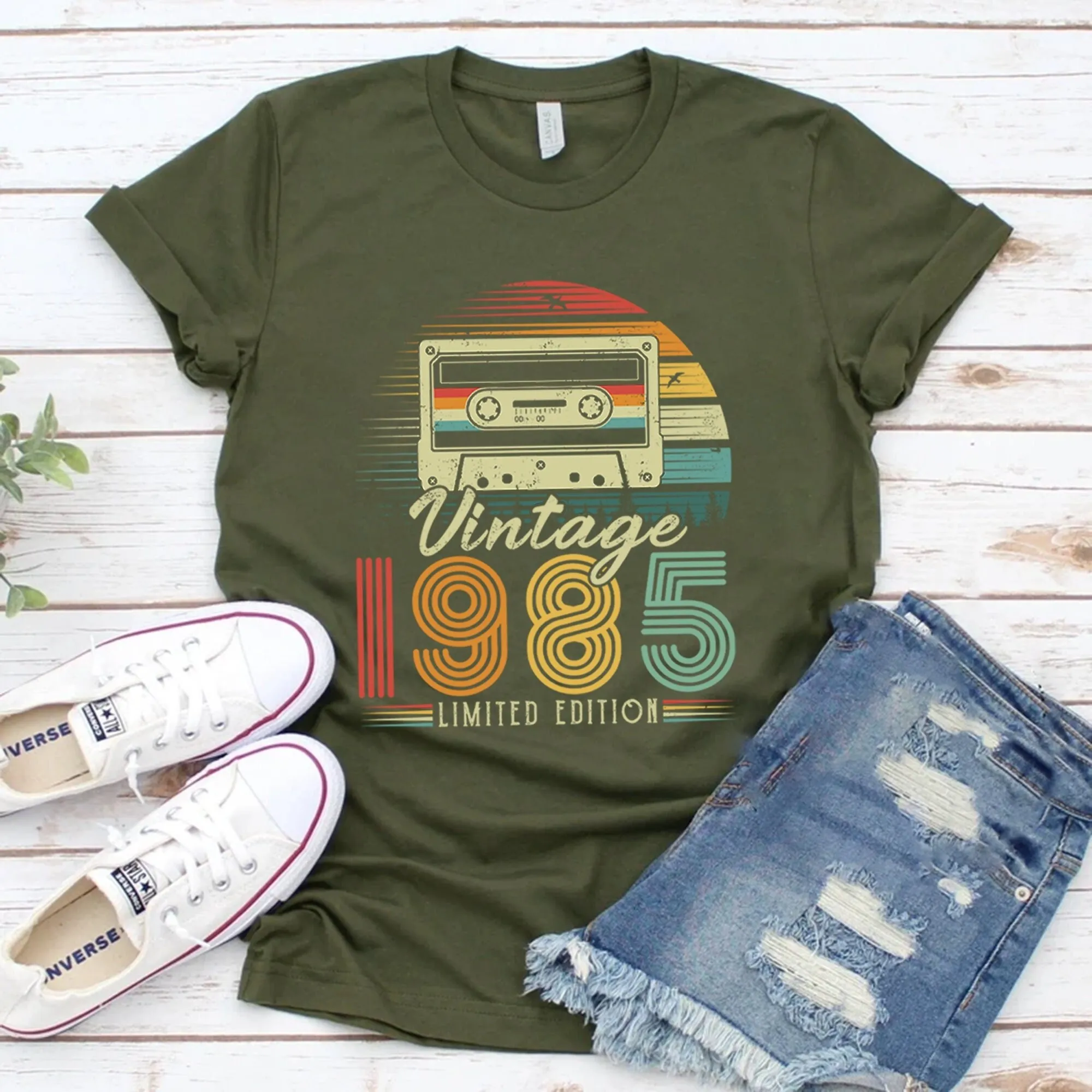 37th Birthday GifT T Shirt Vintage 1985 Retro Cassette 37 Classic All Original Parts