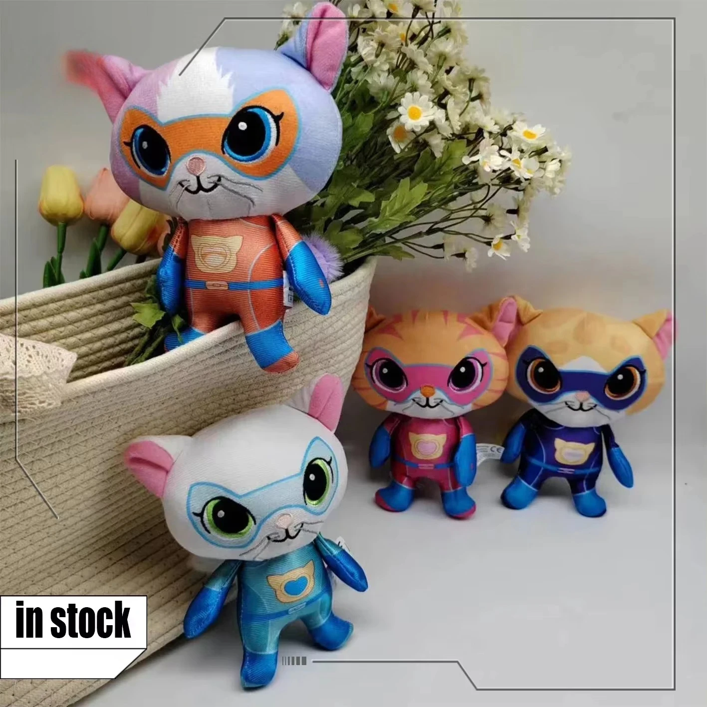 Super Kitties Team Anime Plush Toys Crystal Super Soft Plush Toy Doll Blue Kitten Green Kitten Yellow Kitten Toy doll Kids gift