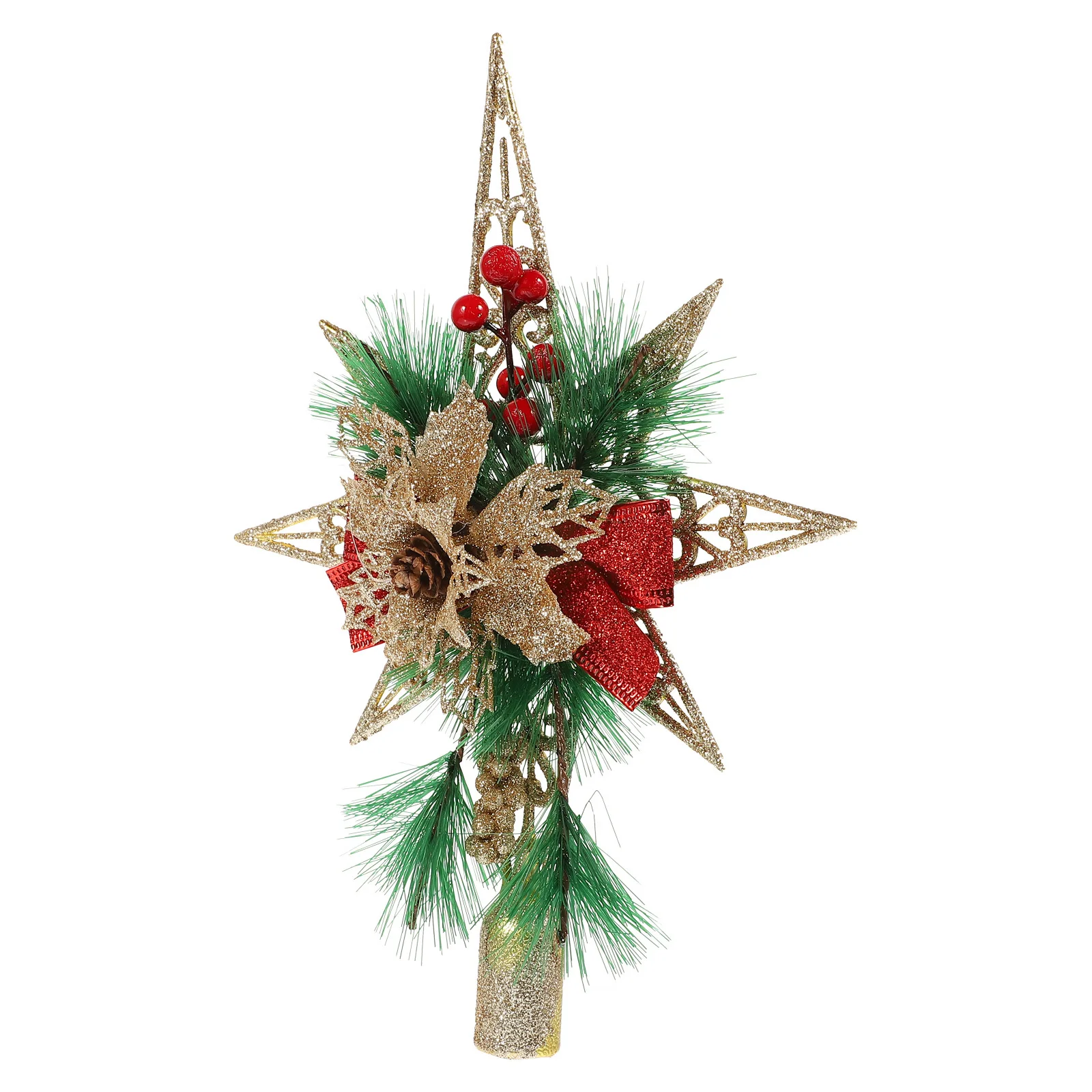 

1pc Christmas Tree Topper Star Decor Electroplated Five-Pointed Plastic Ornament For Holiday Party Home Decoration Xmas