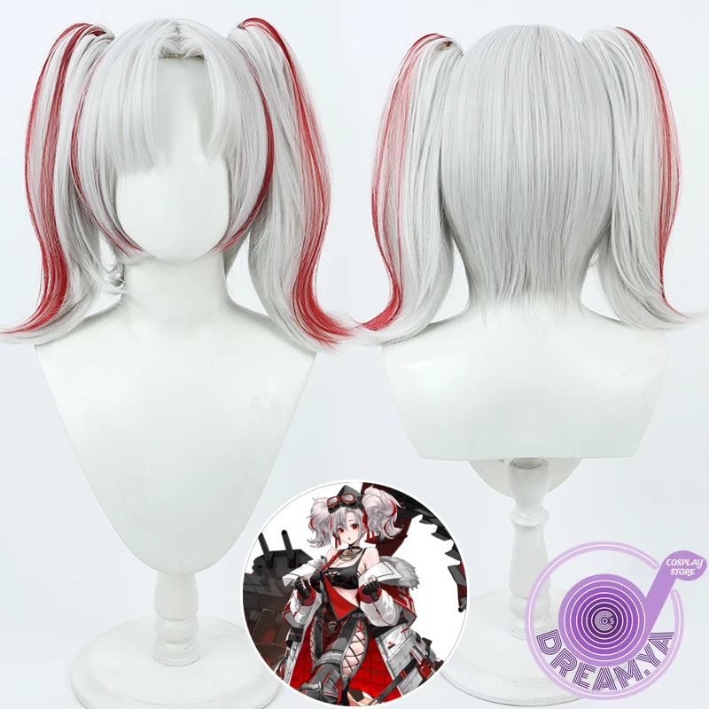 

KMS Prinz Adalbert Cosplay Wig Azur Lane Red Gray Heat Resistant Synthetic Hair Halloween Role Play Party Carnival + Wig Cap