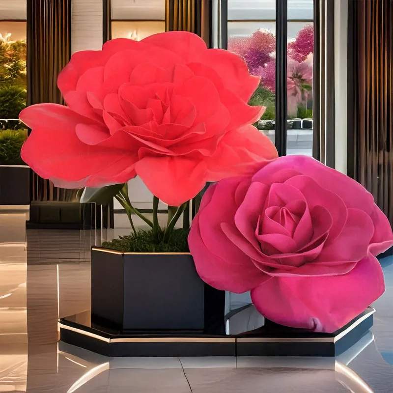 Rosa Artificial de 80CM de diámetro, flor de espuma de Pe, cabeza de flor falsa grande, decoración de pared de boda al aire libre, diseño de fondo de ventana de tienda